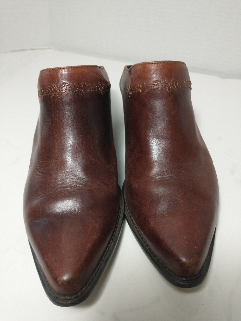 Code West‎ Mule Cowboy Boots, Slip On, Size 9, Women's, Brown Booties, Western